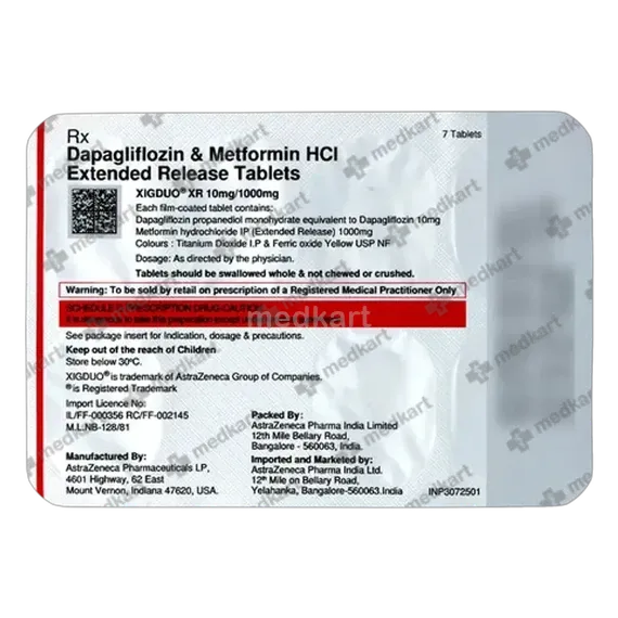xigduo xr 10/1000mg tablet 7's